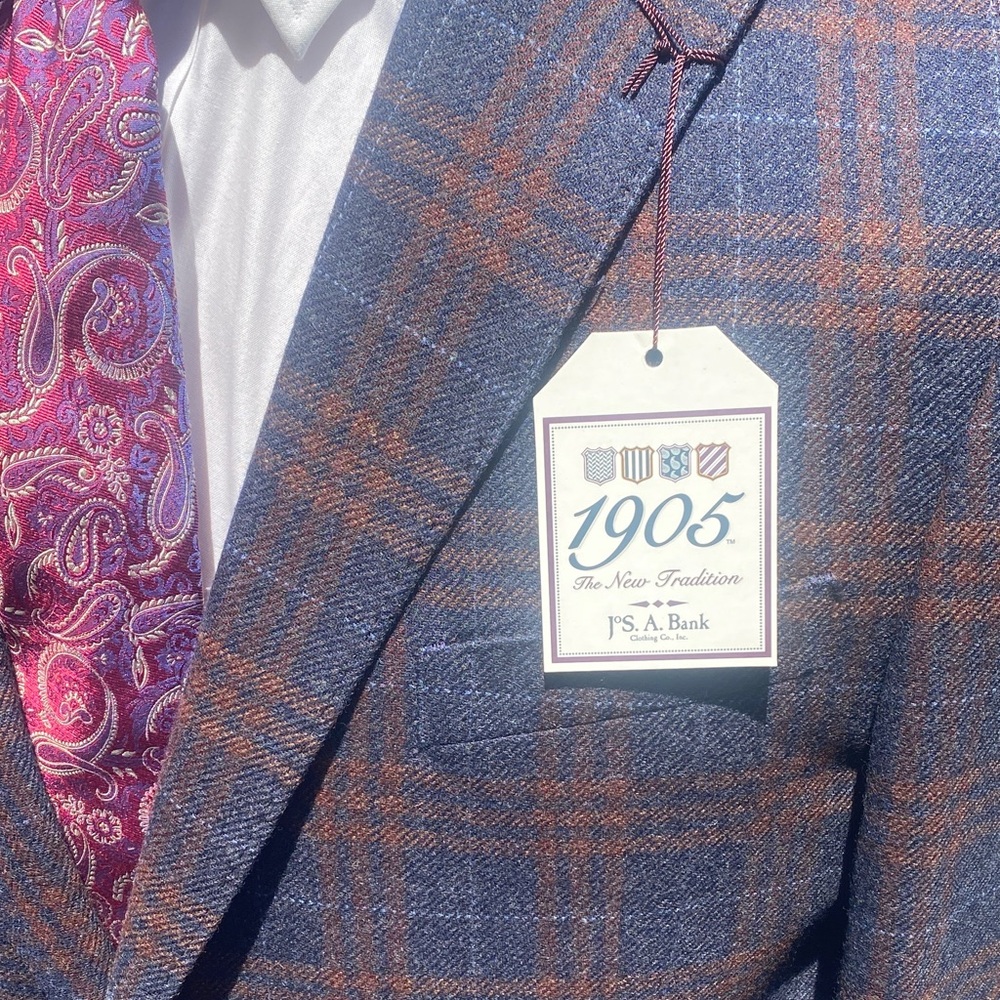 Jos. A. Bank Navy and Brown Plaid Sport Coat - Picture 3 of 7